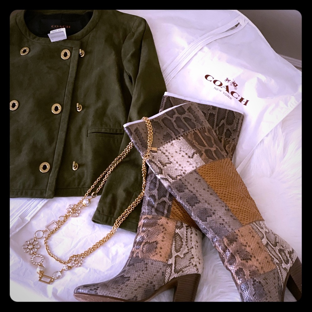 Never Worn, Coach Olive Green, Lamb Suede Jacket
